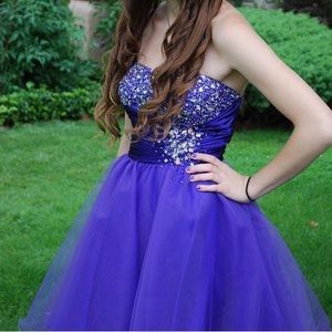 Let's Fashion - Women’s 2 - Sweetheart Crystal Beaded Corset Dress Purple Tulle